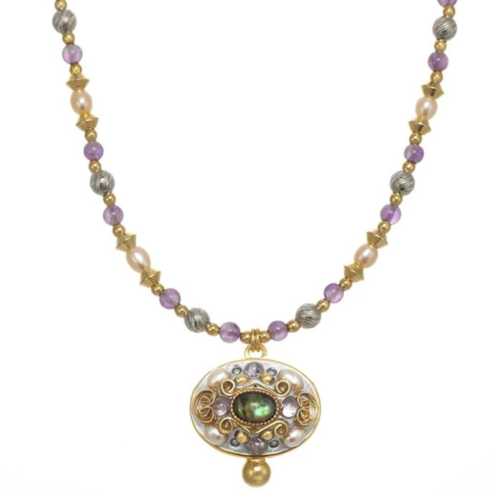 Michal Golan Amethyst Oval Necklace & Earrings Set - Picture 2 of 3